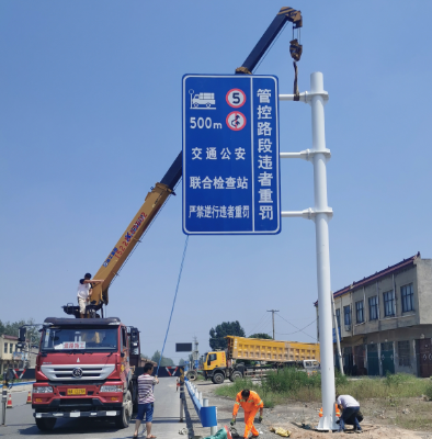 呼和浩特双悬臂标志杆、交通标志杆制作、门架立柱加工厂家